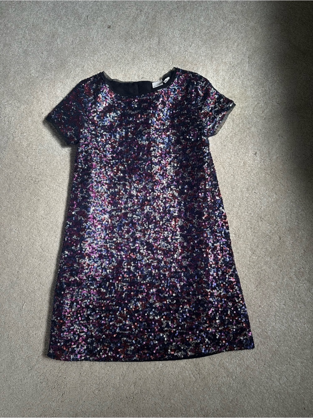 GAP Girls Short Sleeve Sequin Dress - Purple Multi